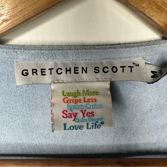 Gretchen Scott Designs Blue Suede Waterfall Open Cardigan Size Medium - Picture 5 of 9